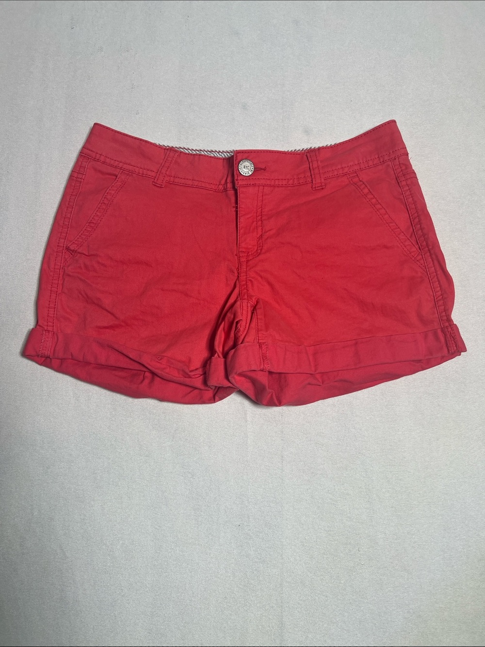 Aeropostale Women's bright pink/Red High-Waist Roll-Cuff Shorts